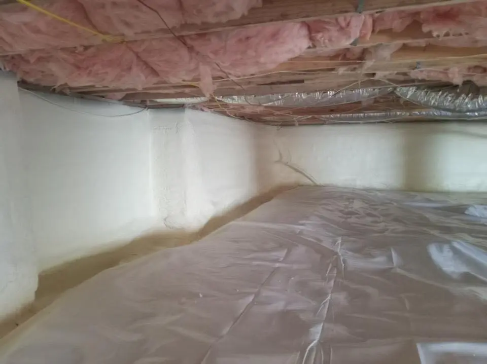 Crawl space encapsulation with closed-cell spray foam for Storm Damage Roof Repair in Frankfort