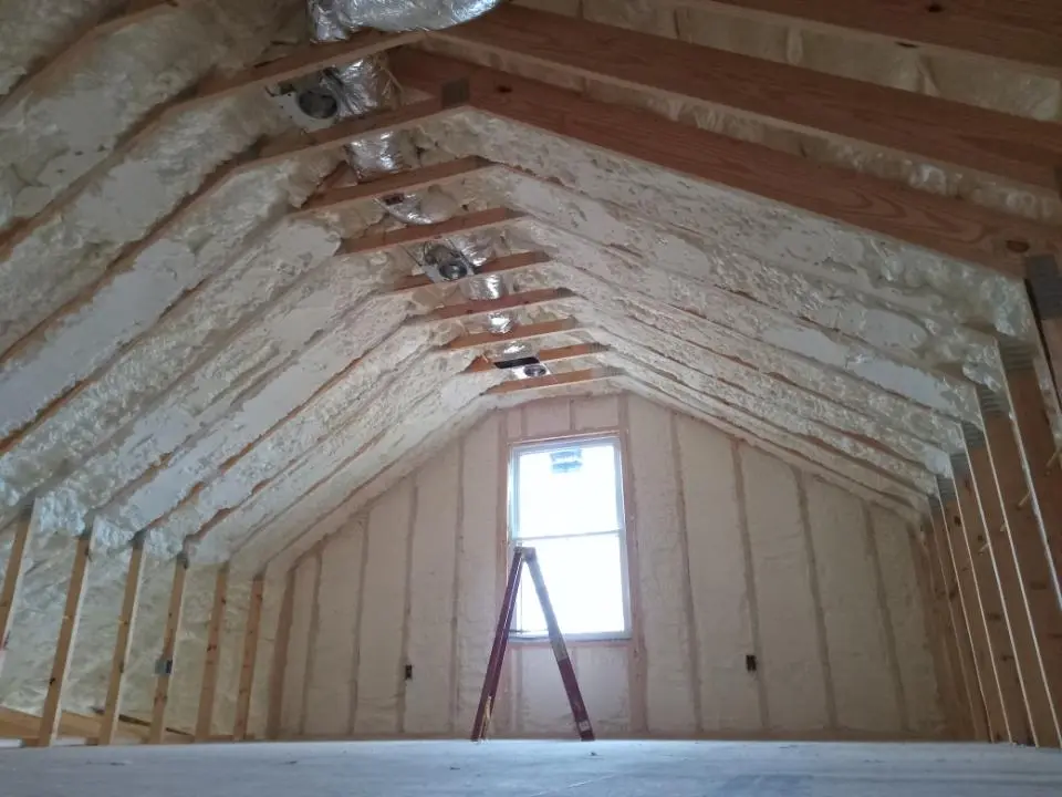 Spray foam roofing application for Crawl Space Insulation project in Frankfort